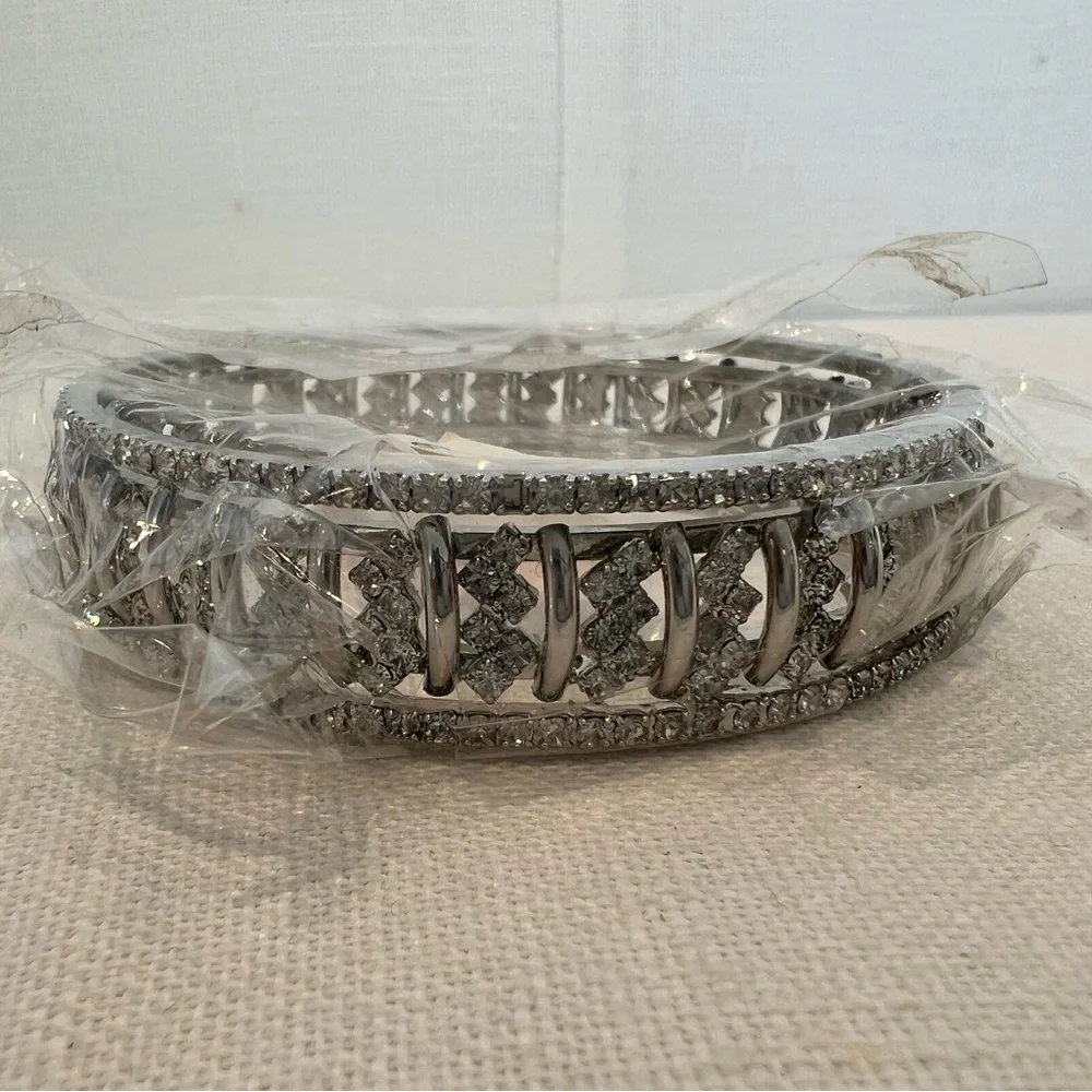 Silver-toned Rhinestone Statement Bangle | In Original Packaging - Picture 2 of 5